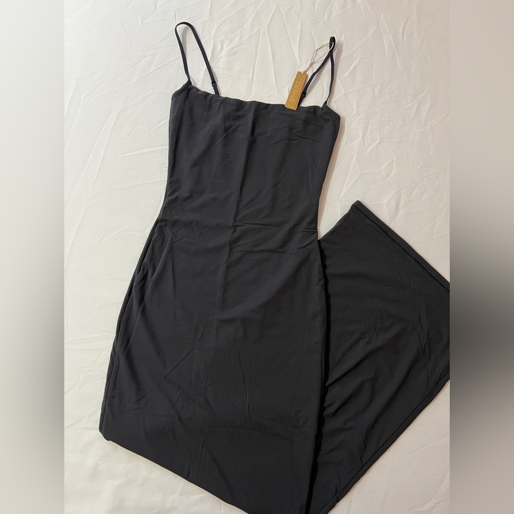 SKIMS Fits Everybody Slip Maxi Long Bodycon Dress Black - Picture 1 of 4